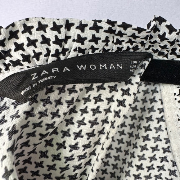 Zara Black and White Check Blouse with High Neck - Picture 5 of 5